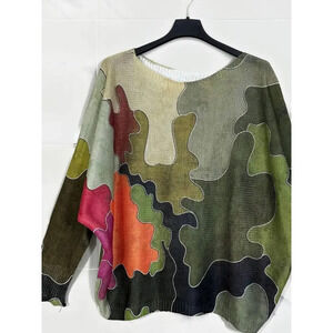 L53 Loowie Camo Style Round Neck Printed Sweater One Size
